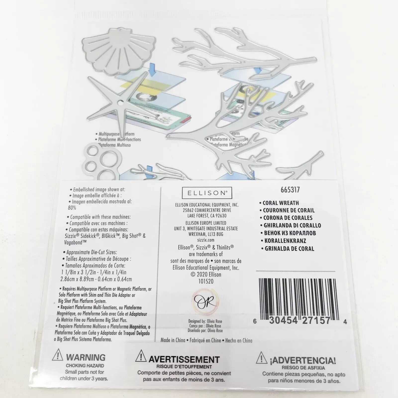 Sizzix Thinlits Coral Reef Olivia Rose Seahorse Cutting Dies 665317 NEW