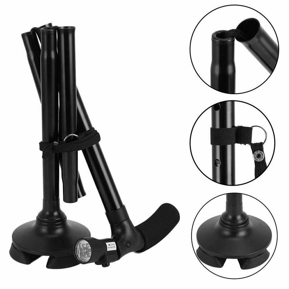 Retractable Safety Walking Cane Folding Adjustable Walking Stick With LED Light