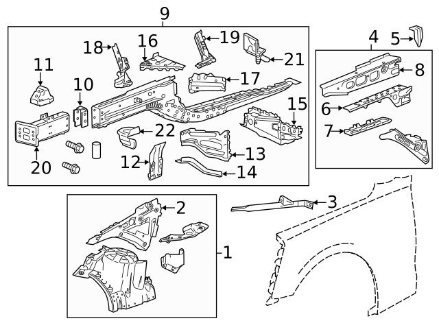 Genuine GM Driver Side Wheel Housing Reinforcement 84520249