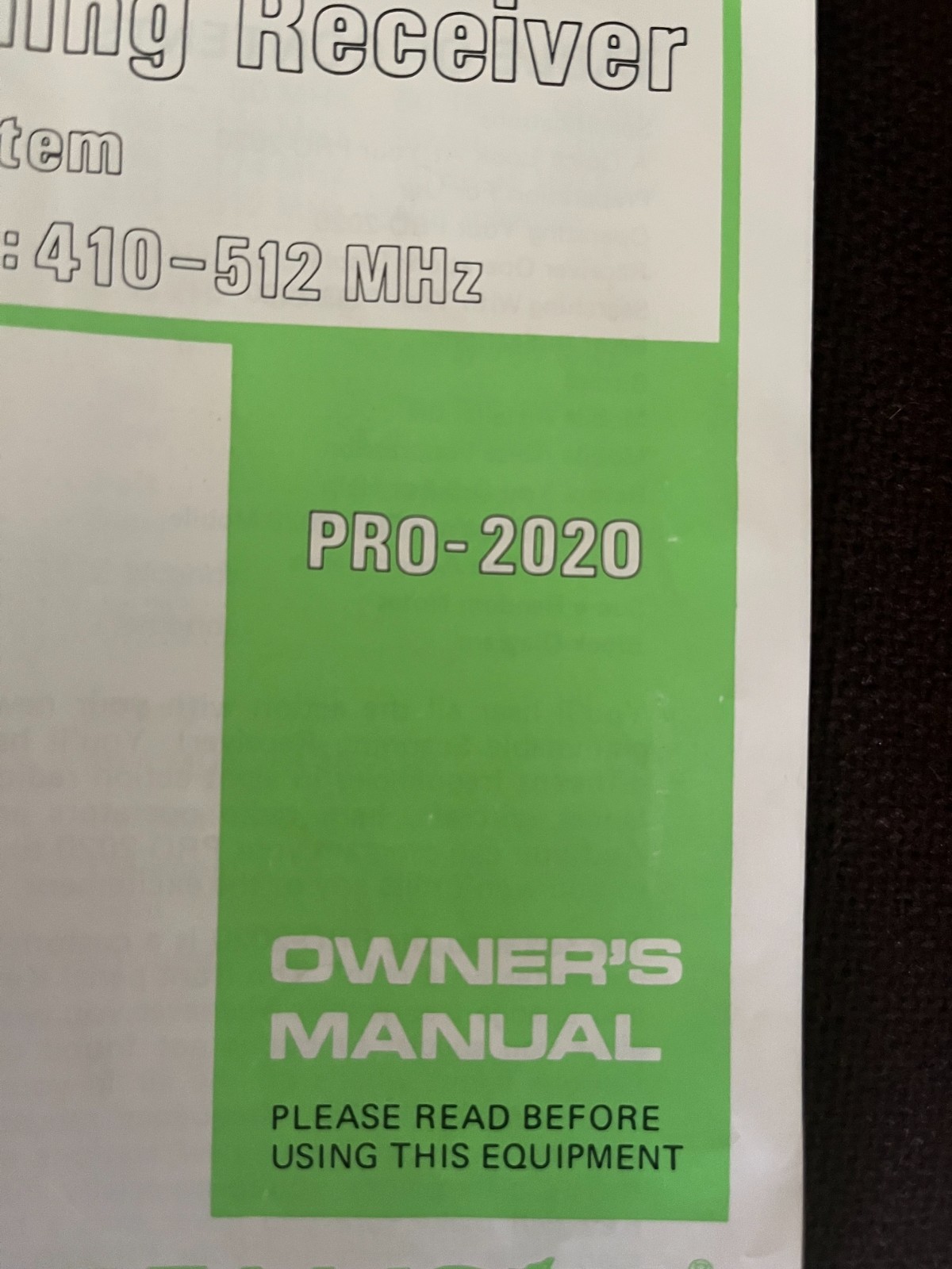 REALISTIC PRO-2020 AM/FM Programmable Scanner Receiver Owner's Manual