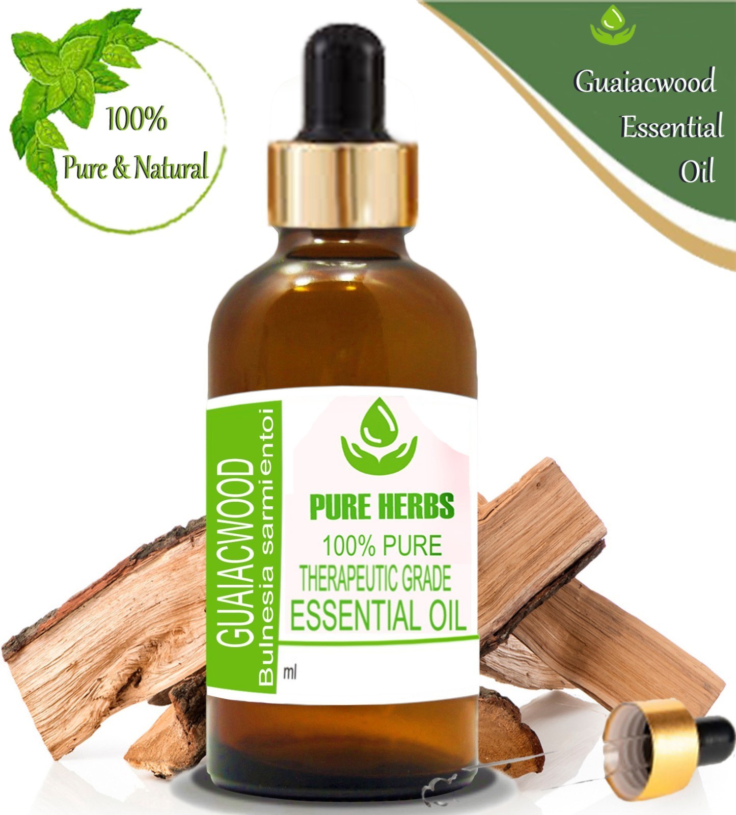 Pure Herbs Guaiacwood 100% pure Bulnesia Sarmeintoi Essential Oil Glass xy098