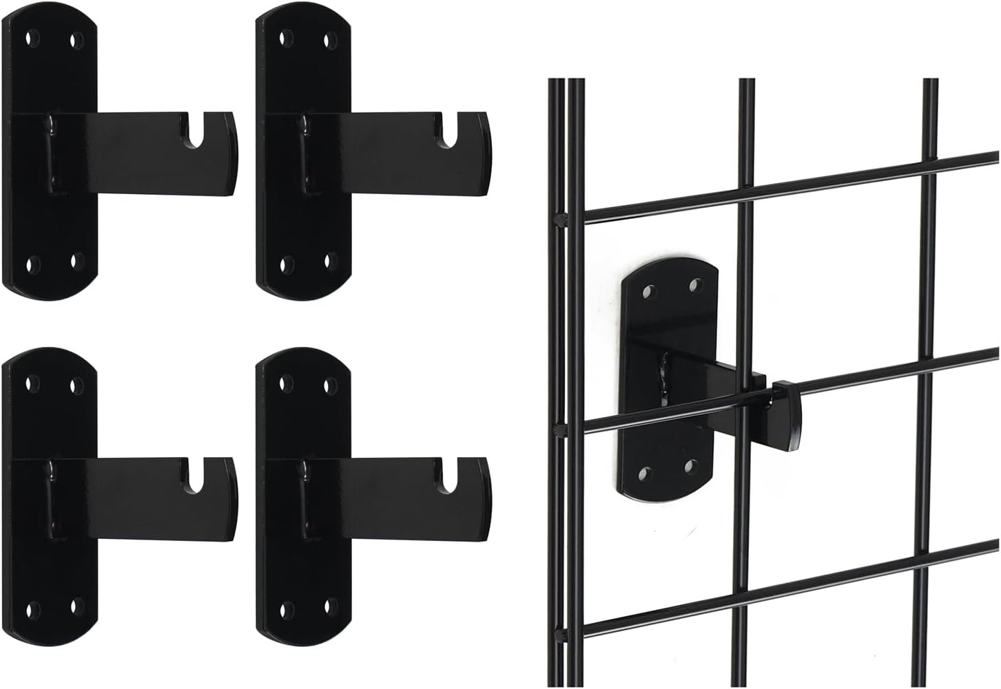 Gridwall Mount Brackets for Grid or Slatgrid Panels Box of 4 Pcs Black