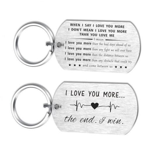 The End I Win Keychain for Her, I Love You Gift for Anniversary Love More