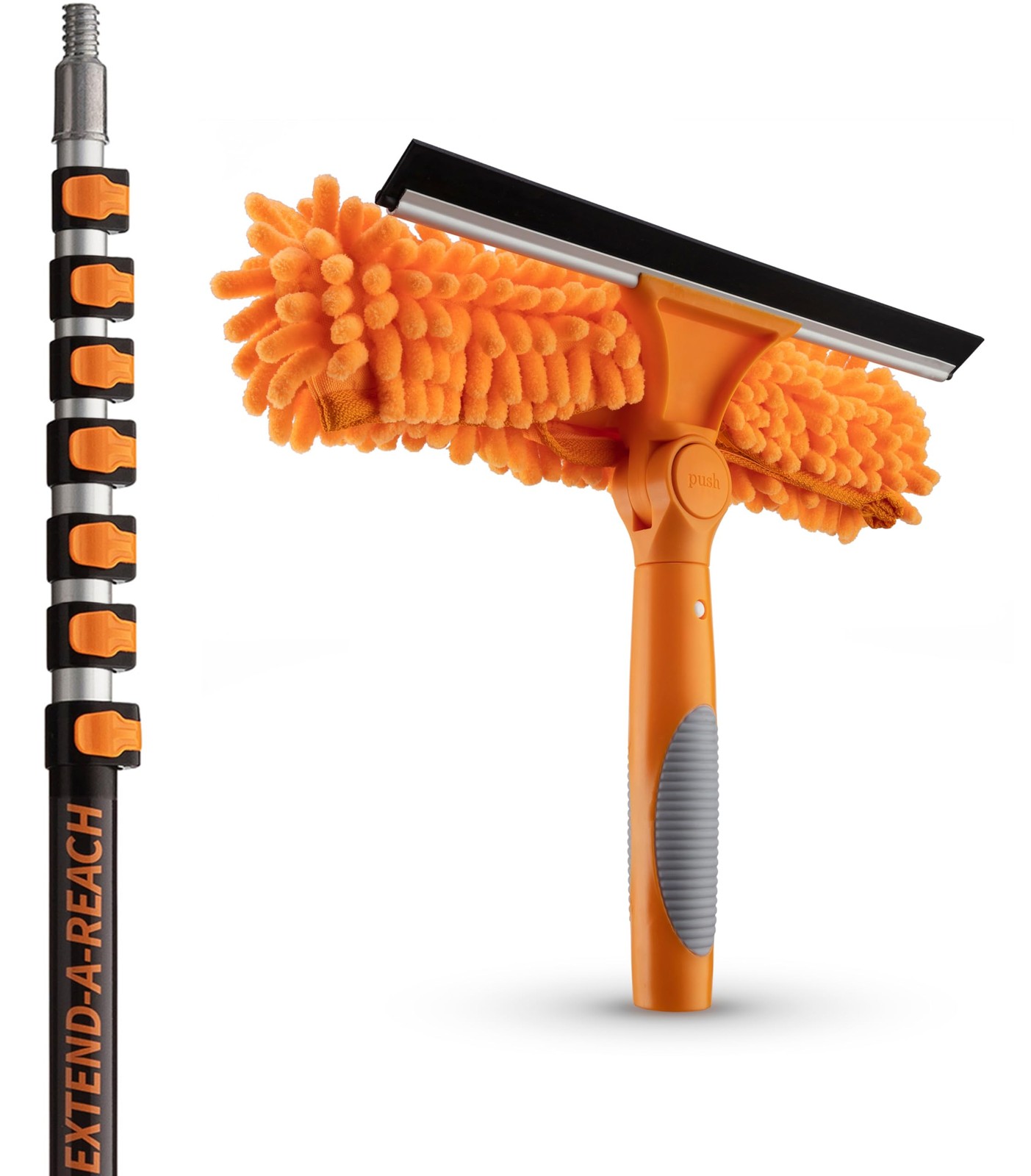 5-30 ft Window Washing Kit with Extension Pole (36+ 30 feet, Black and Orange