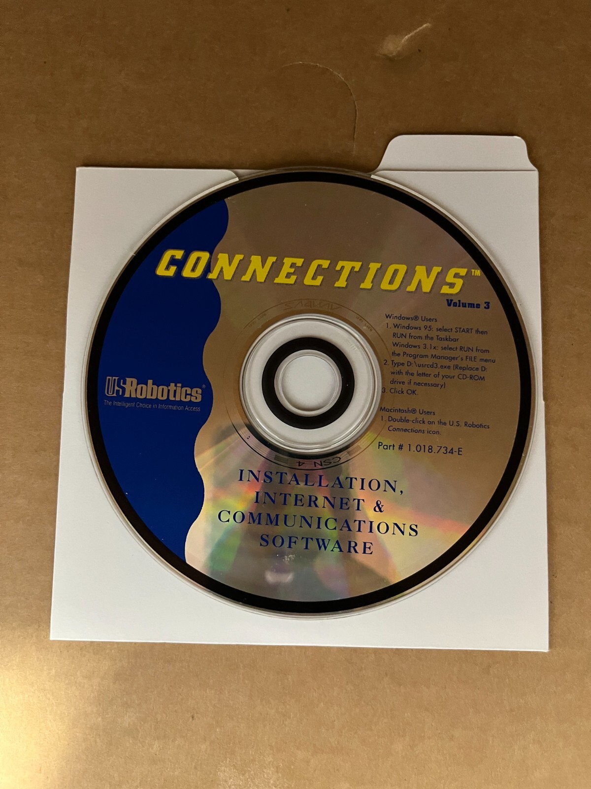 USRobotics Connections Volume 3 Installation, Internet & Communications Software