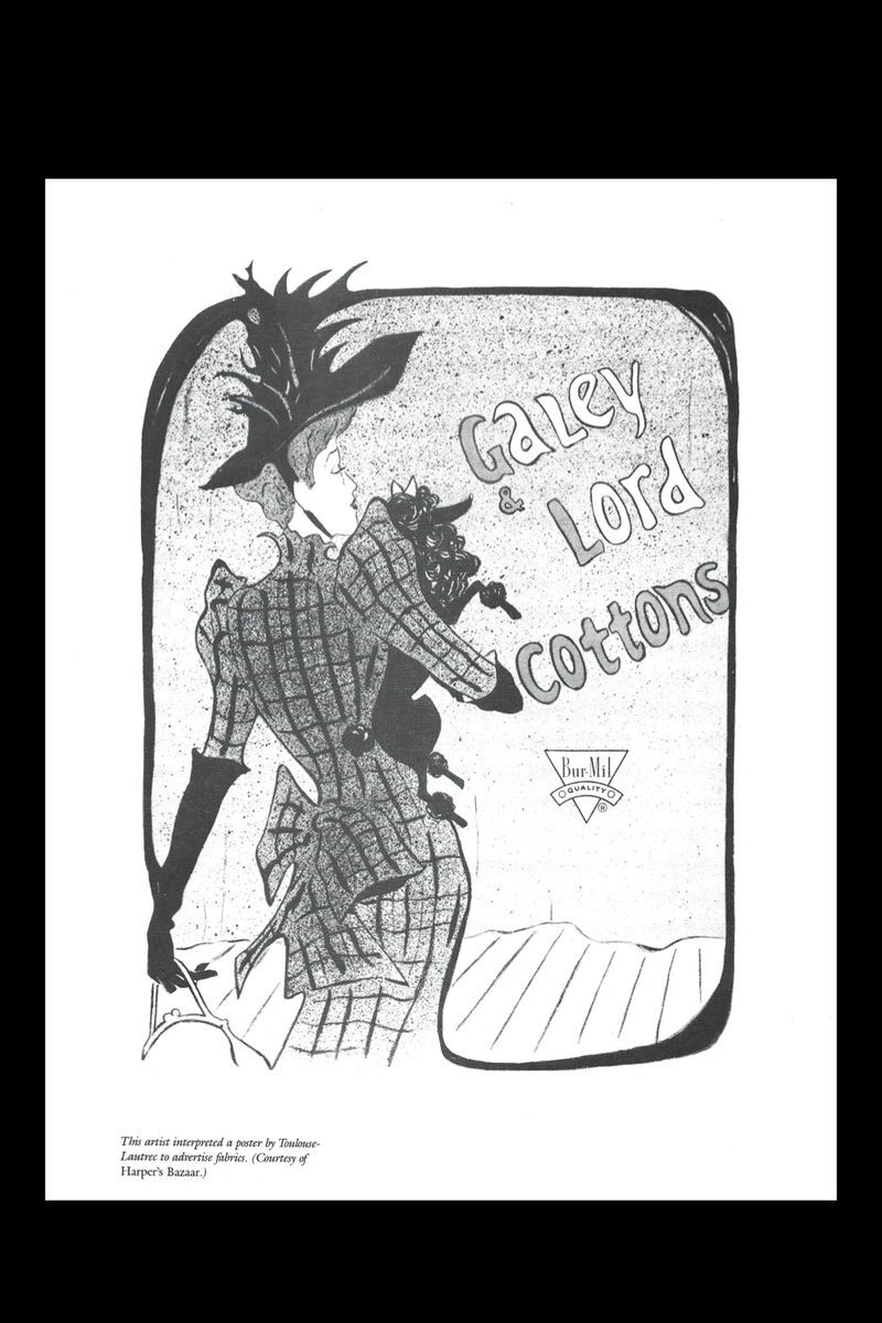 Vintage Art Print Page Drawing Fashion Galey & Lord Cottons