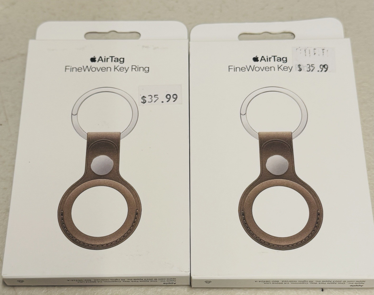 Lot of 2 New Apple FineWoven Key Rings for AirTag - Taupe