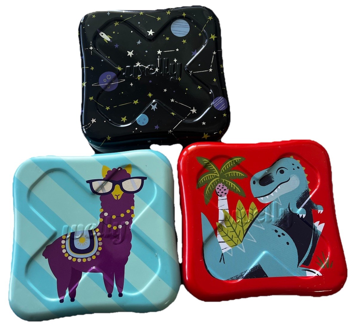 Portable Mini EMPTY 3x Storage Boxes Aluminum Crafting 3.75”X 3.75”x1.5” Sewing