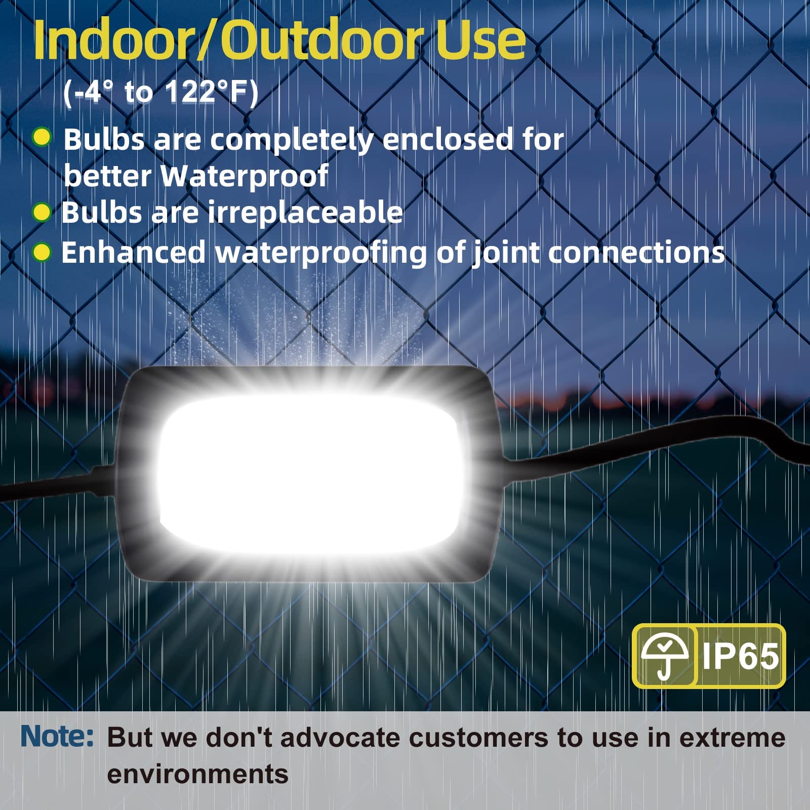 50FT Led Work Light 85W 8000LM Waterproof Construction String Lights Linkable...
