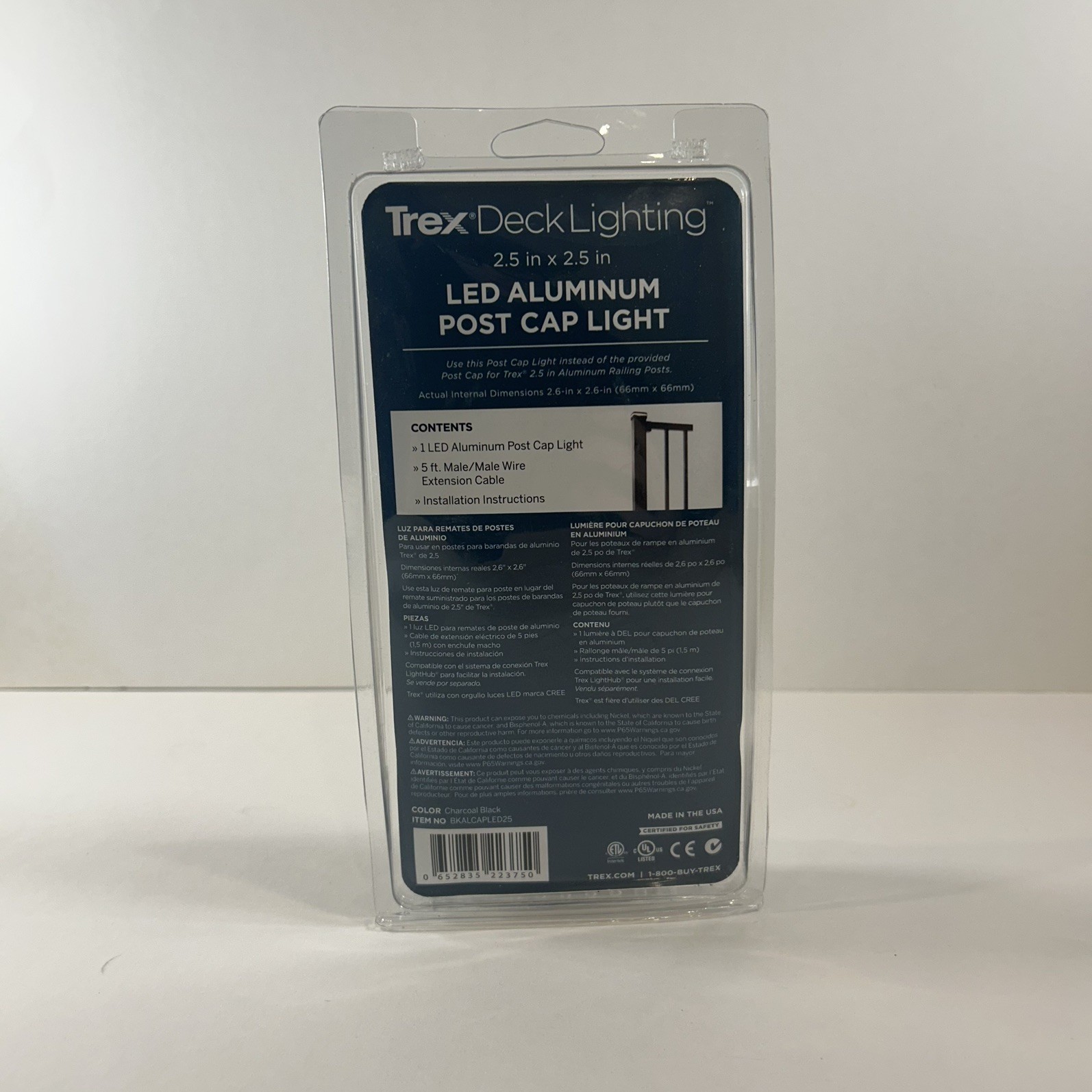 Trex Black LED Aluminum Post Cap Light Low Voltage Deck Fence Outdoor