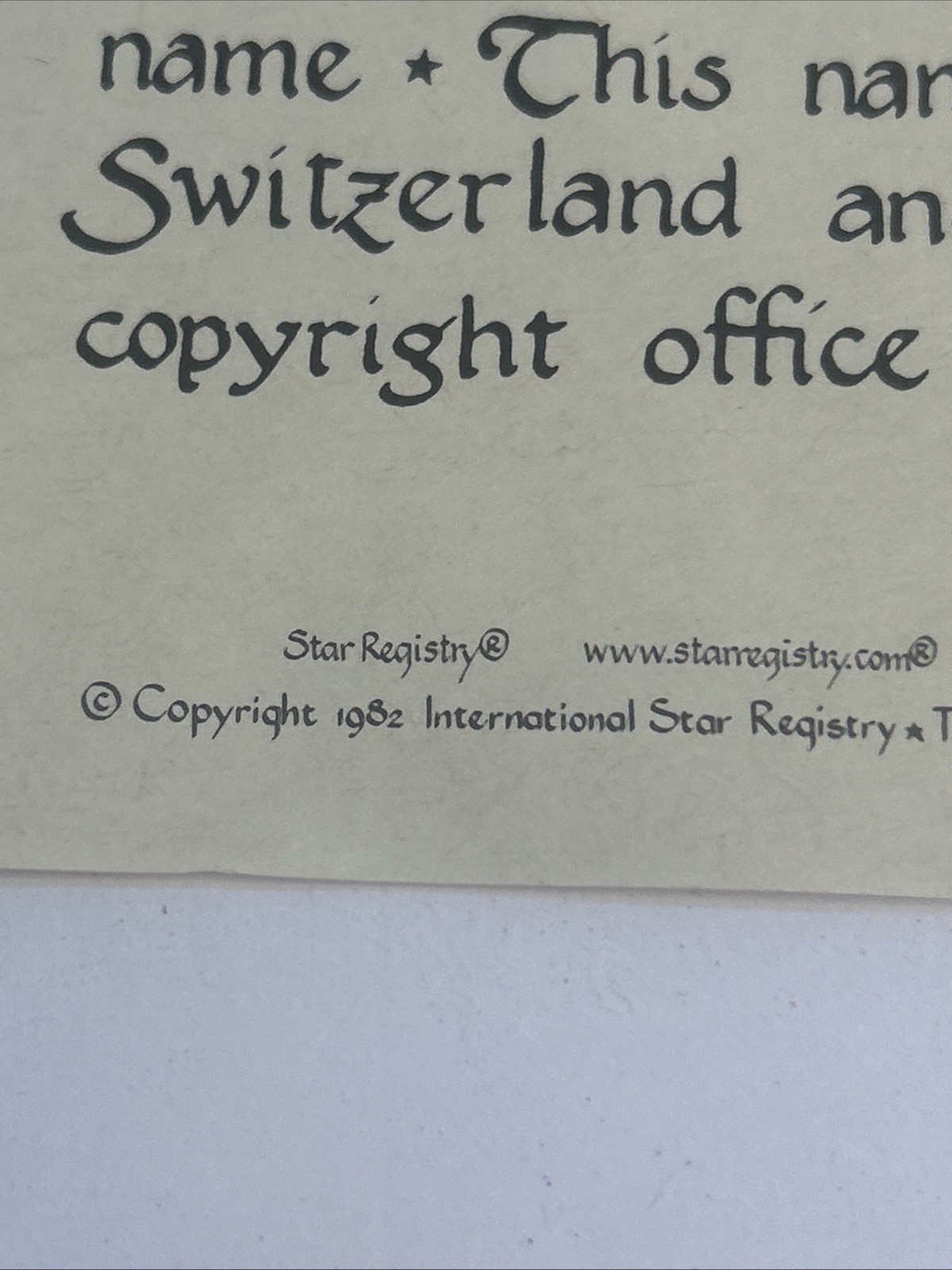 1982 International Star Registry Framed Certificate Cassiopeia Astronomy Space