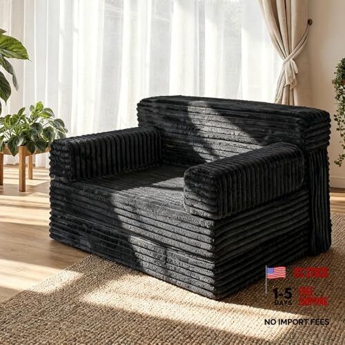 Folding Sofa Bed,Convertible Sofa Bed with Armrest Foldable Sleeper Black