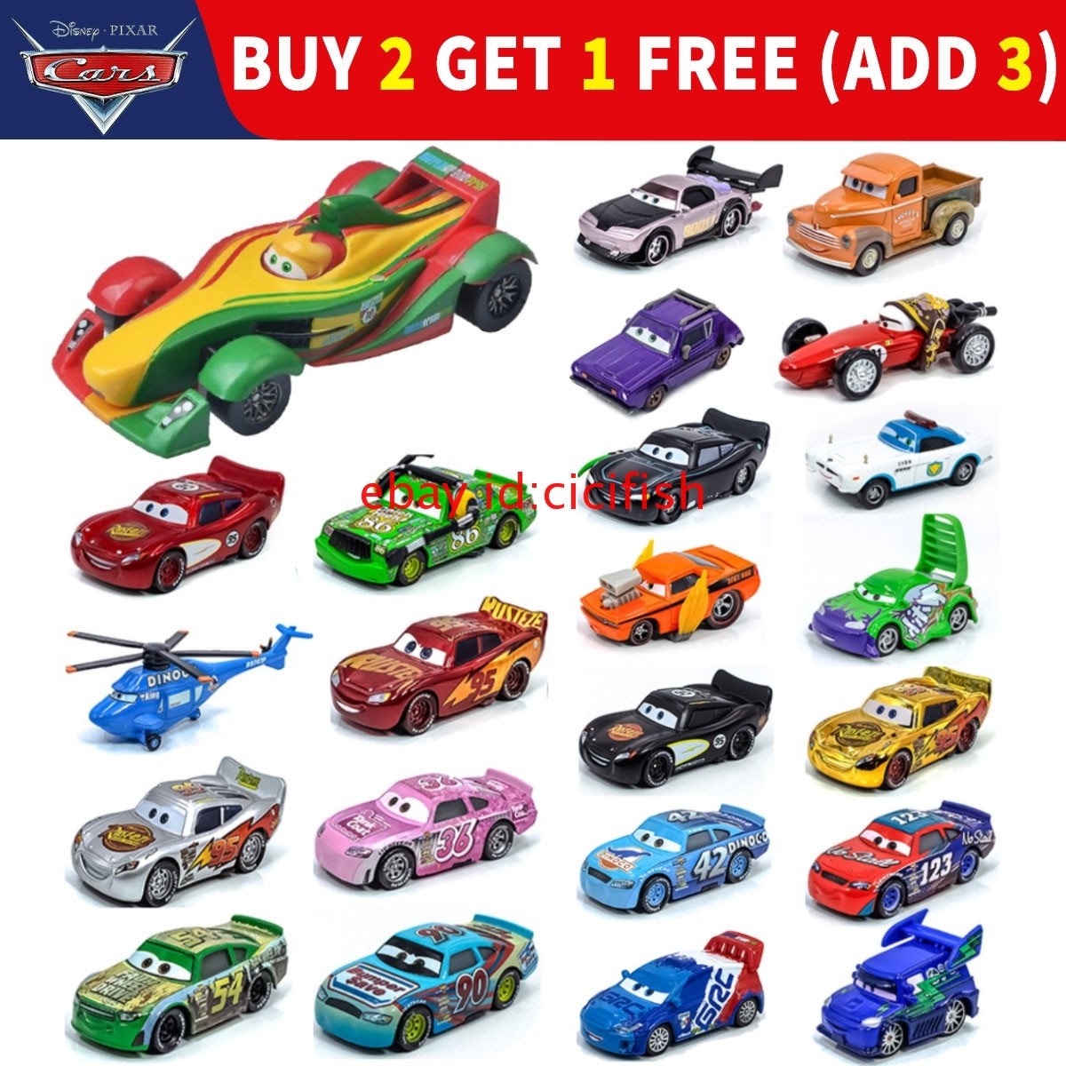3 for 2!!!Disney Pixar Cars 2 French Mexico 1:55 Diecast Model Car Toy Boy Gift