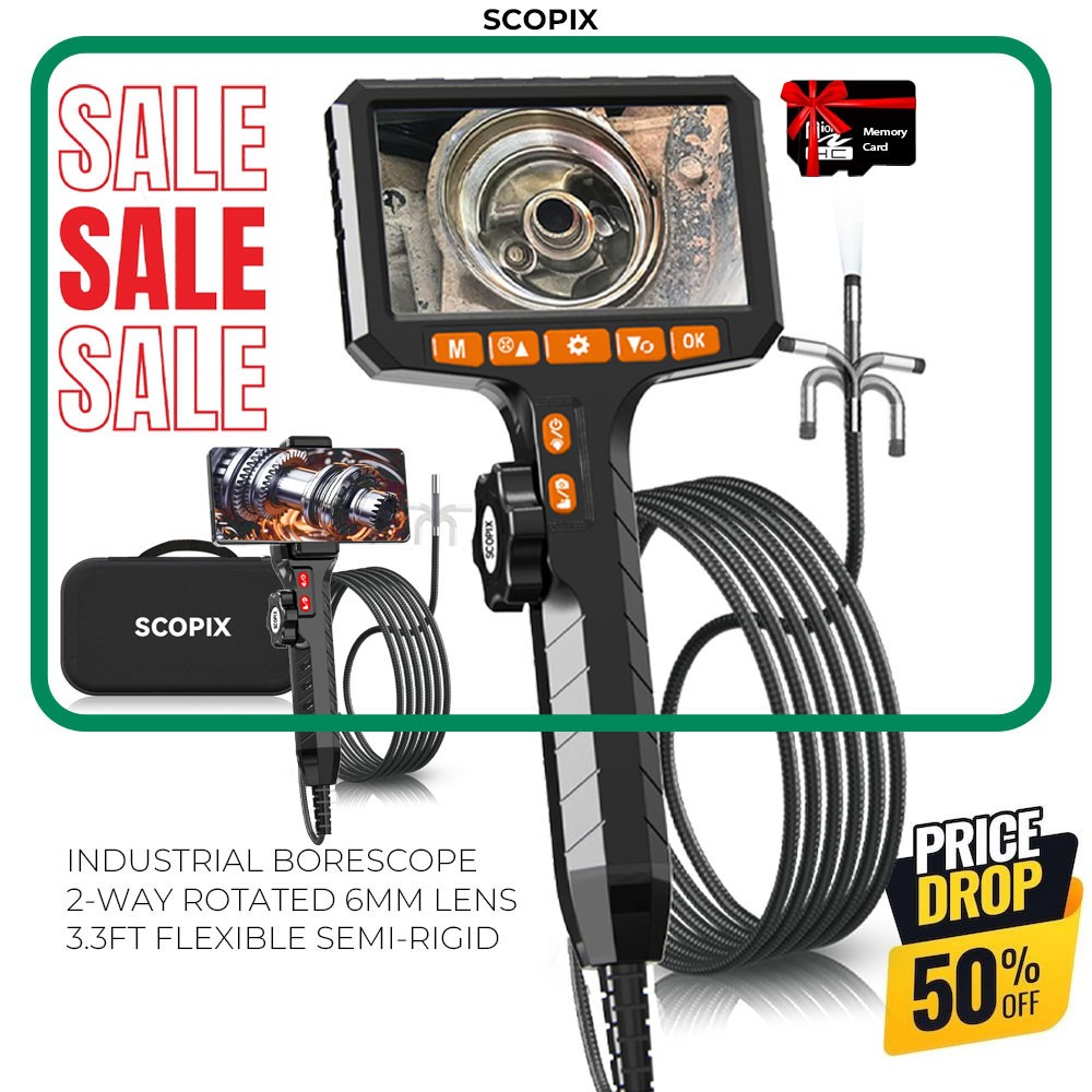 50%off Endoscope Camera 2-Way 210° Industrial Inspection Articulating Borescope