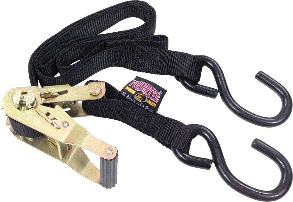 POWERTYE TIE-DOWN RATCHET S-HOOK 1"X6' BLACK EACH