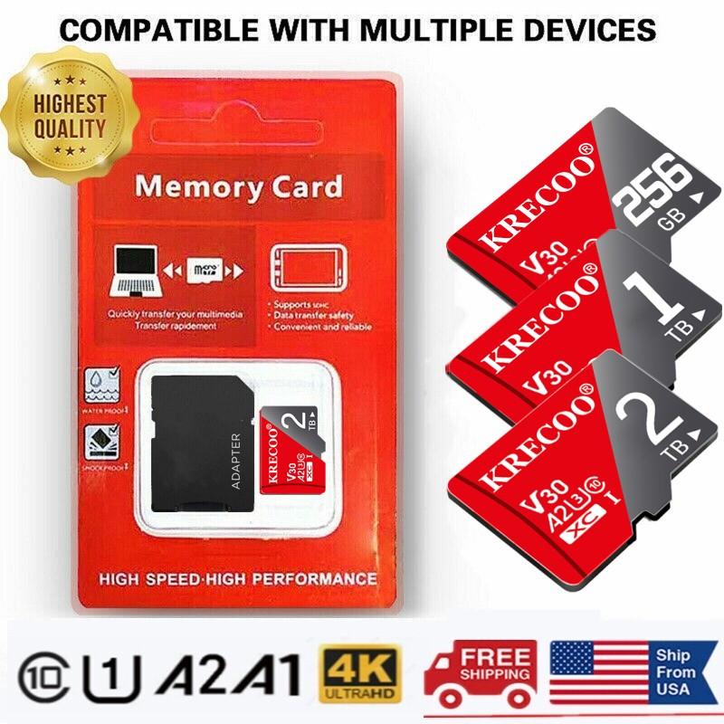 128GB 256GB 2TB Micro SD Card Memory Card TF Card with Free Adapter High Speed