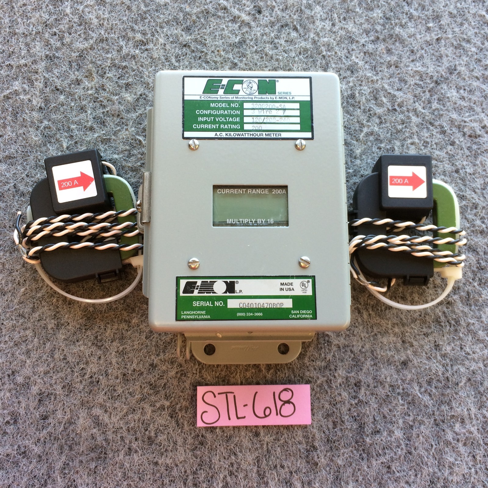 E-MON E-CON 1PH KWH METER 3208200-SA KIT 200AMP 120/208-240VOLT 3W NOS