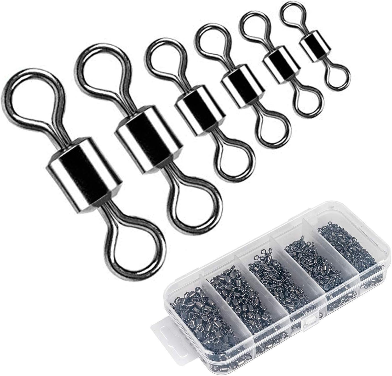 Fishing Swivels, 200Pcs Barrel Swivels Fishing Stainless Steel Swivel Fishing fo
