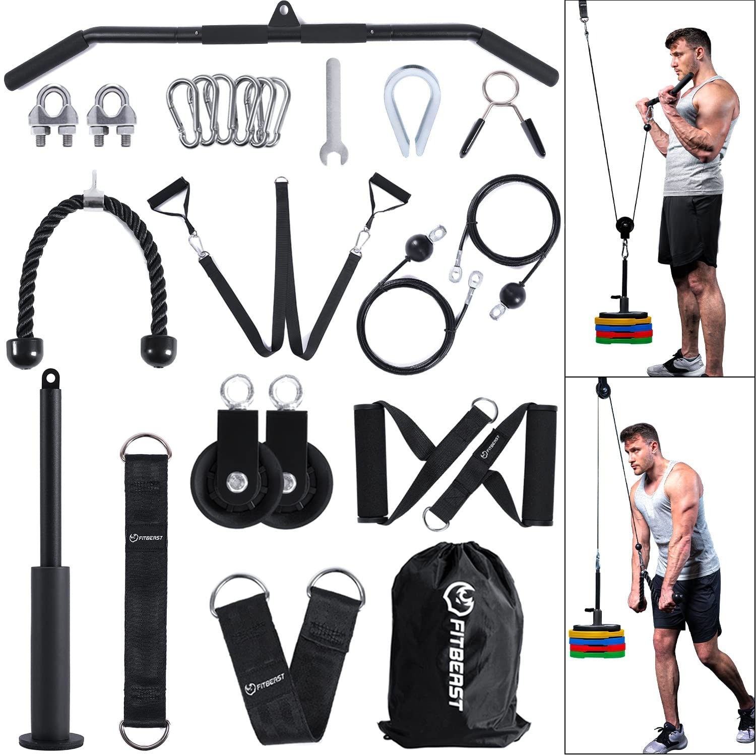 FitBeast Pulley System Gym Equipment for LAT Pulldown & Biceps Curl