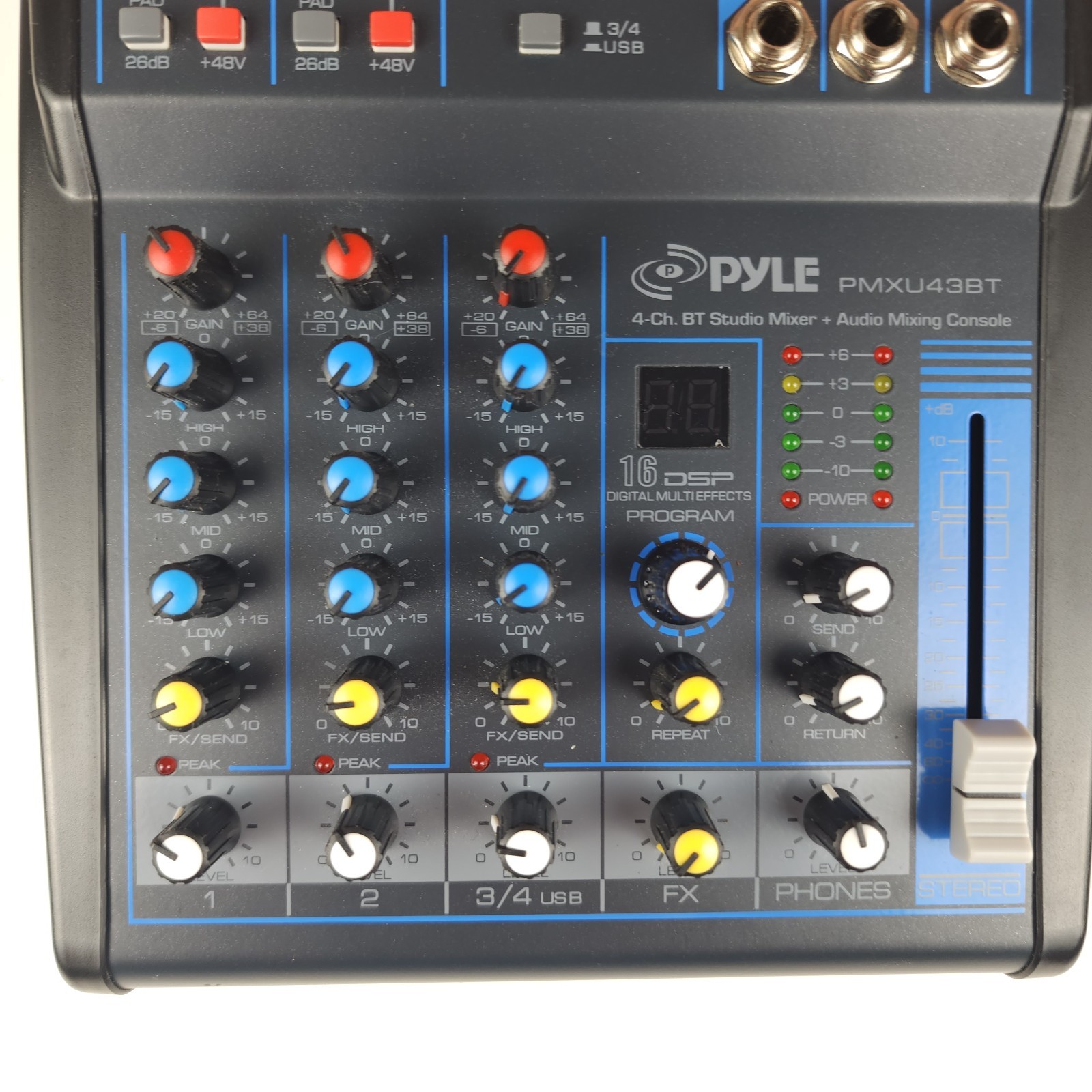 Pyle PMXU43BT BT Studio Mixer + Audio Mixing Console 4-Channel W/ Power Cable