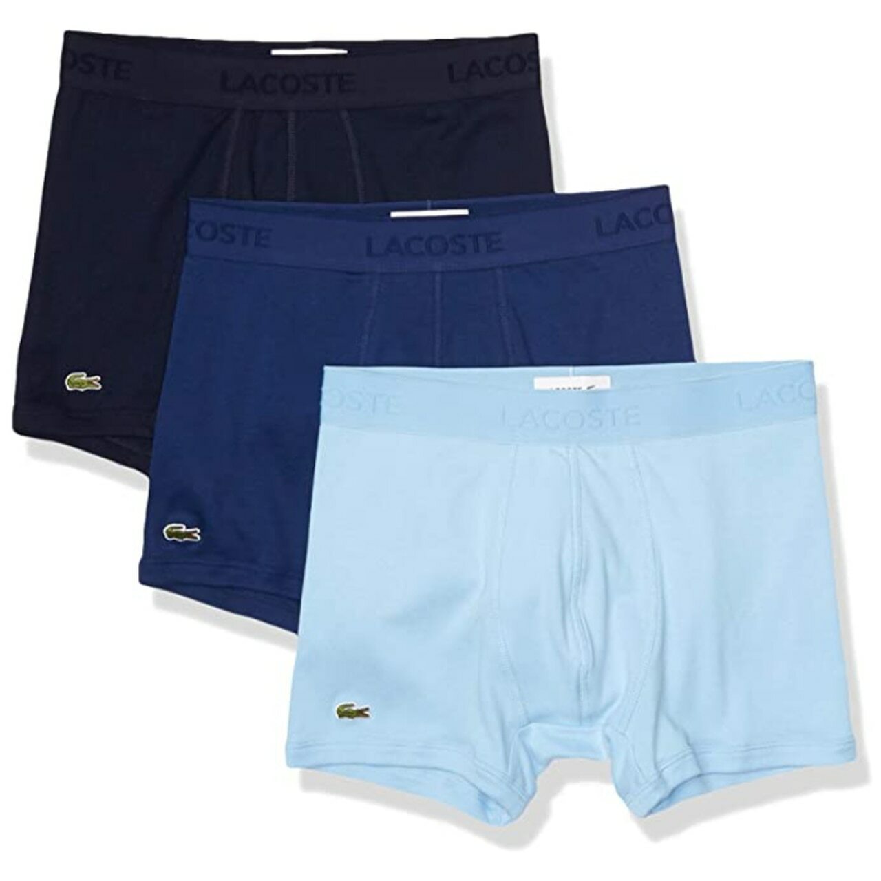 Lacoste Underwear 3 Pack Classic Cotton Trunks Flyless Contoured Pouch NEW