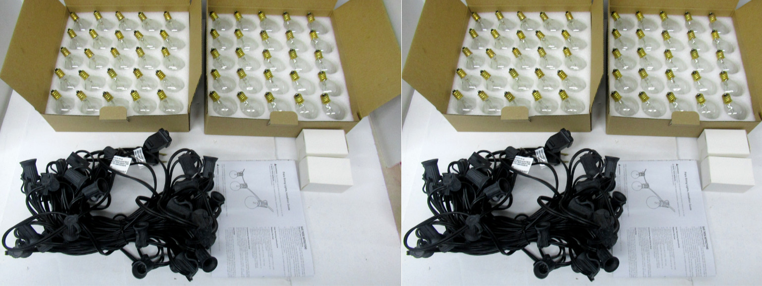 100ft Outdoor String Lights Waterproof, Black wire