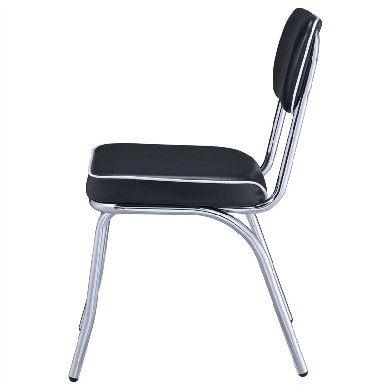 Coaster Retro Dining Side Chair in Black and Chrome (Set of 2)