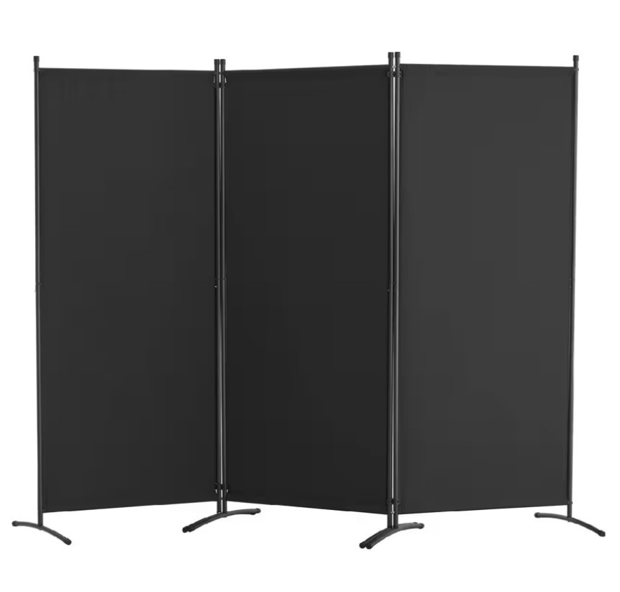 3 Panel Folding Partition Privacy Screens Freestanding Fabric Room Panel Black