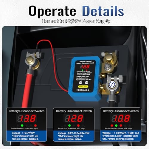 240A Remote Battery Disconnect Switch with 240A with LED Voltage Display