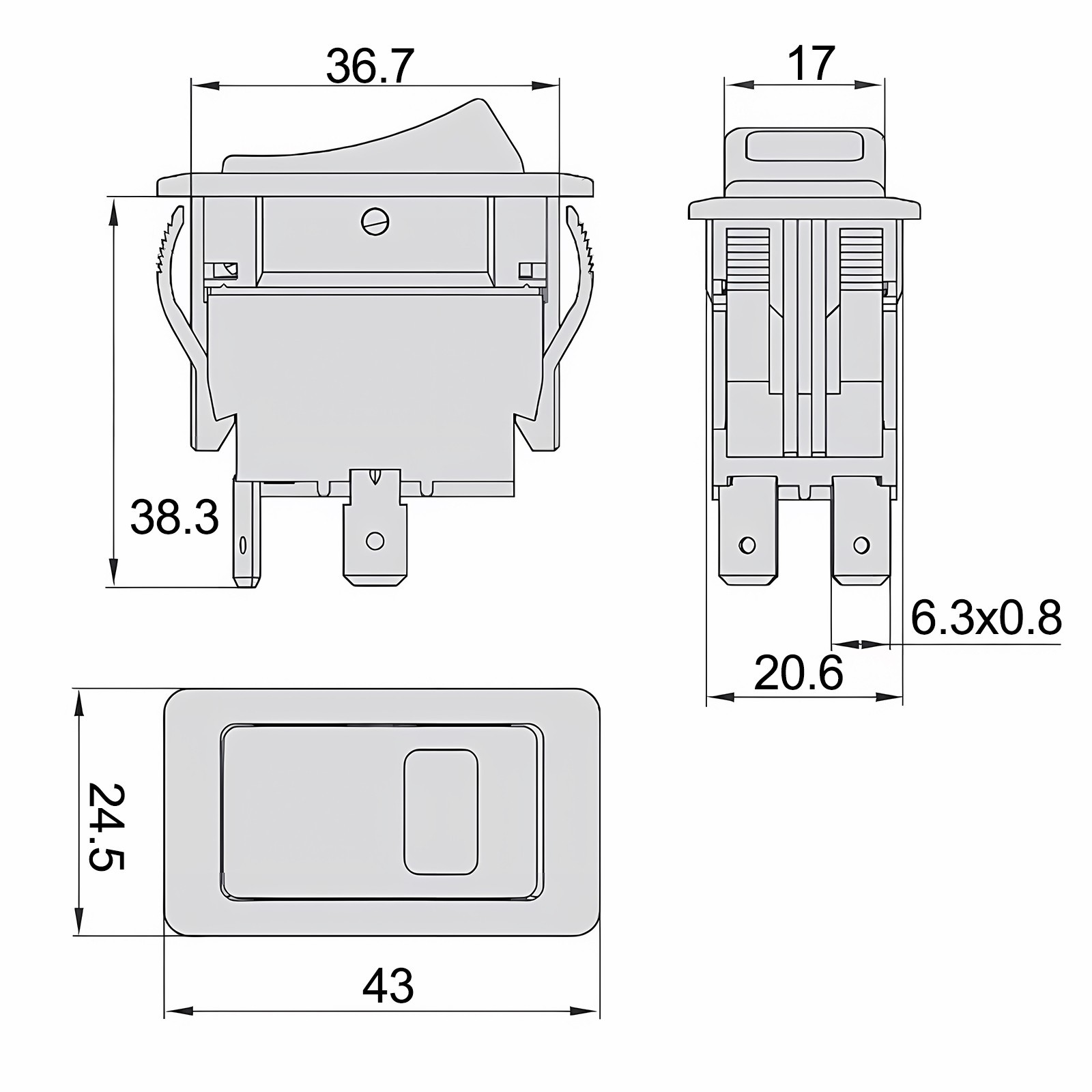 Various Conditions Industrial Rocker Switch 2HP Rocker Switch