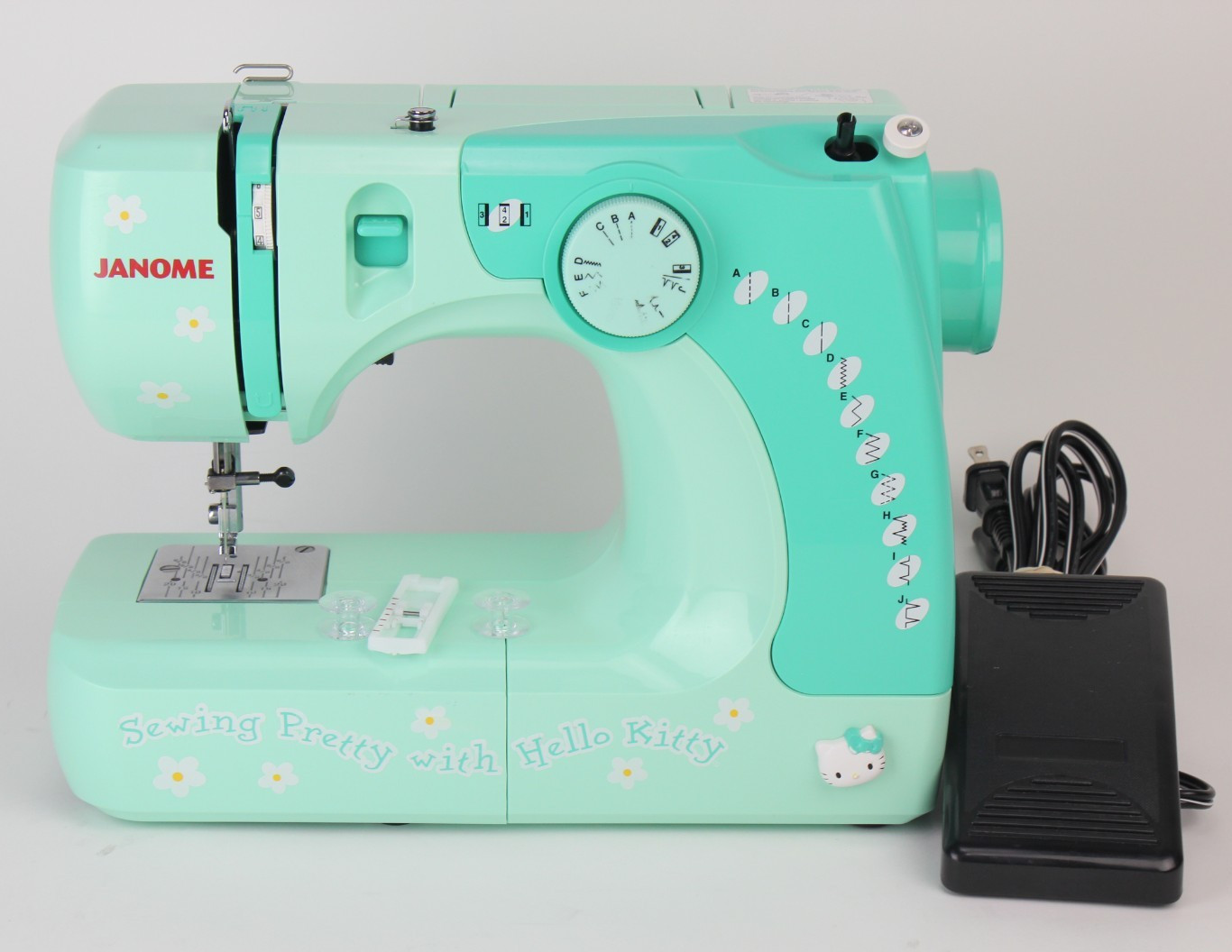 Janome Hello Kitty Sewing Machine Model 11706 w/ Cord & Pedal Tested, No Foot.