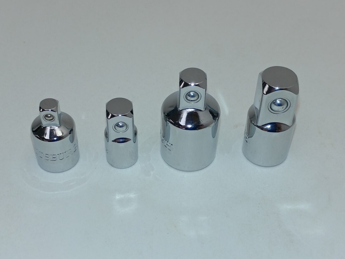 4 Piece Socket Adapter Set 1/4" 3/8" 1/2" Size Adapters Triple Plated Chrome Van