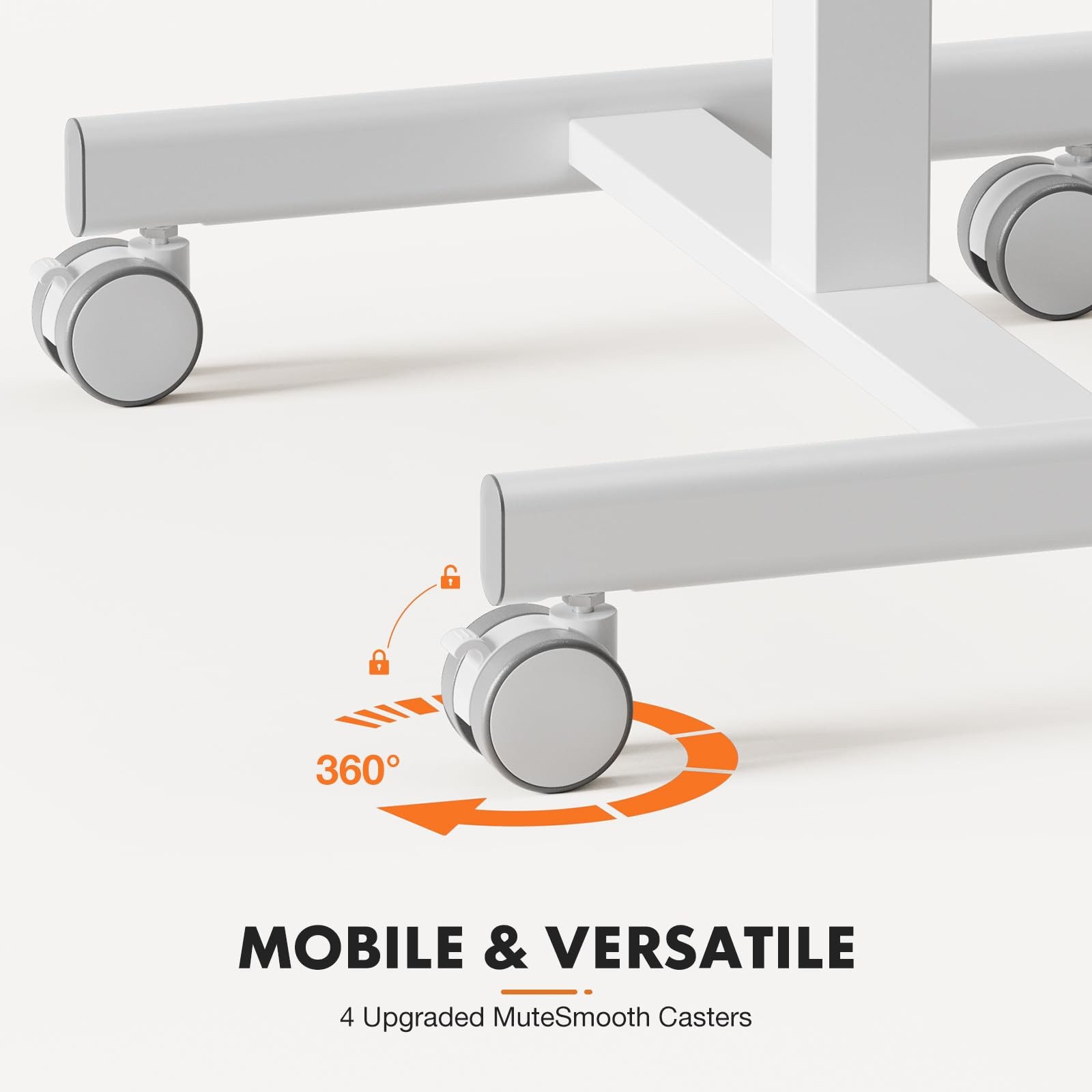 Mobile Standing Desk White Adjustable Height Rolling Laptop Cart Sit Stand Table