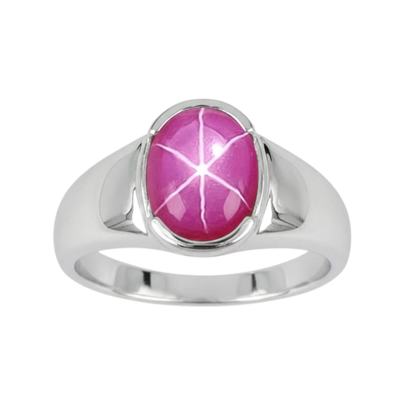 Lindy Pink Star Ruby Ring 925 Sterling Silver, 6 Rays Star Sapphire Ring