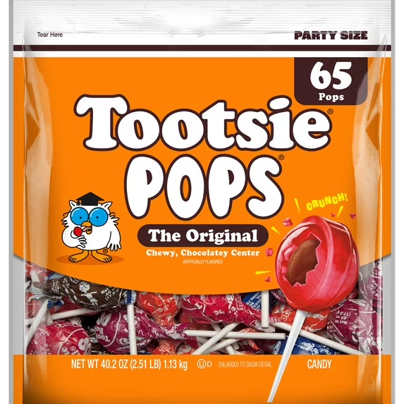 Tootsie Pops Original Assorted Lollipops 65 Count Peanut Free Gluten Free Candy