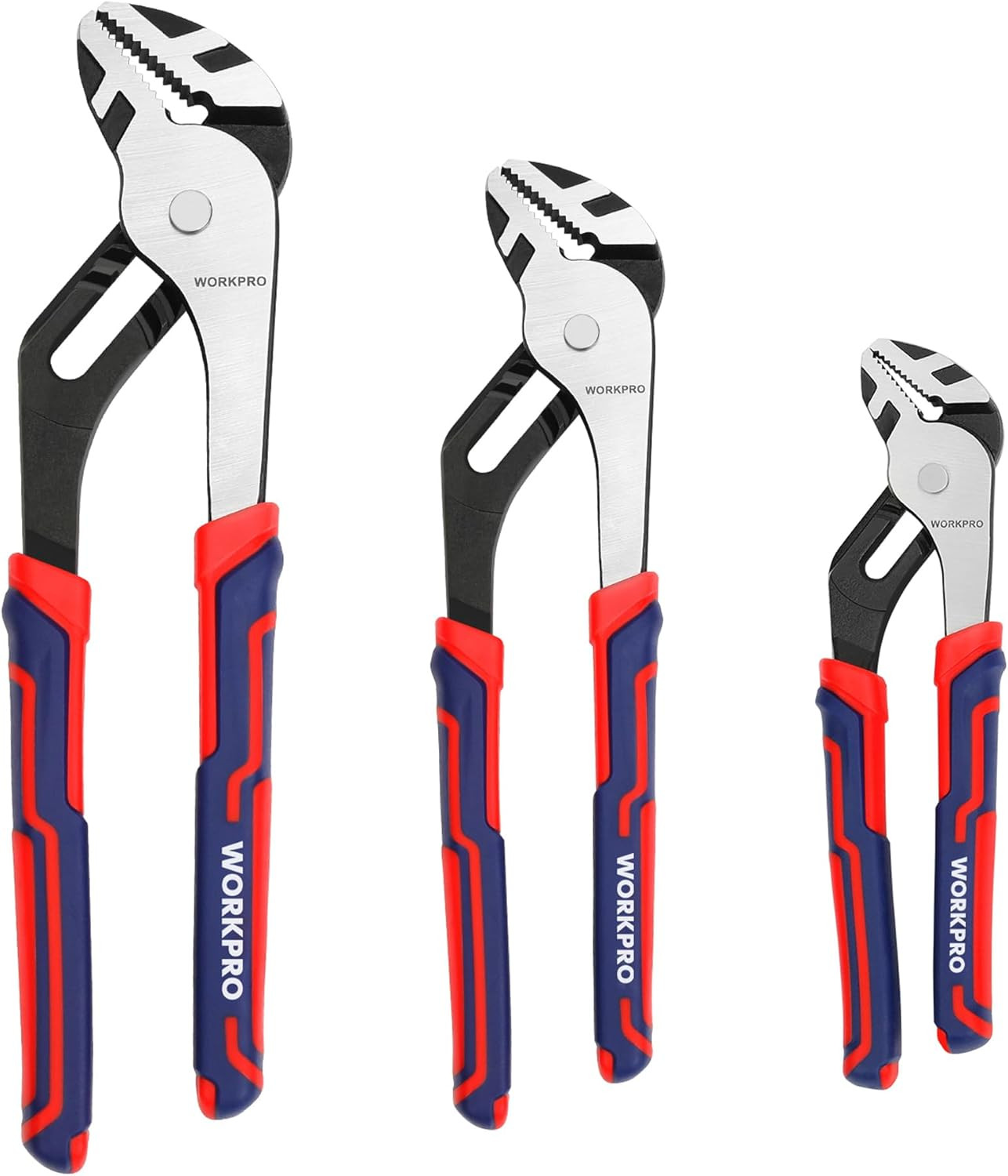 3 Piece Groove Joint Plier Set, 12/10/8 Inch Adjustable Water Pump Pliers, Strai