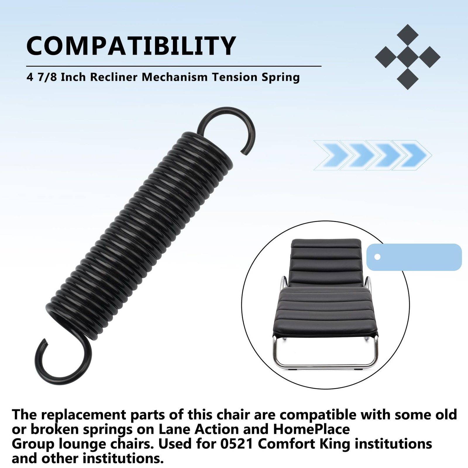 1-Pack 4 7/8-Inch Recliner Mechanism Extension Springs Replacement for Lane