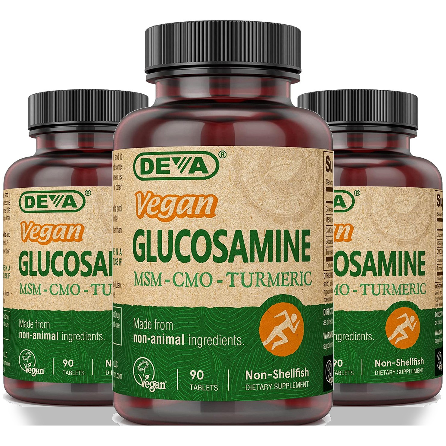 Deva Vegan Glucosamine Msm Cmo Turmeric Tablets 3 Pack