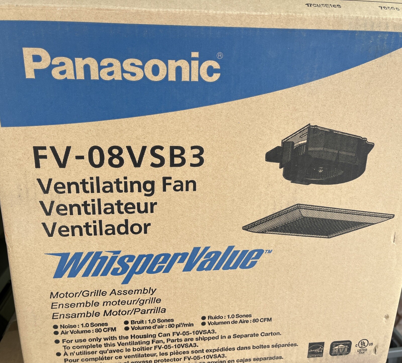 Panasonic FV-08VSB3 bathroom vent fan quiet motor whispervalue