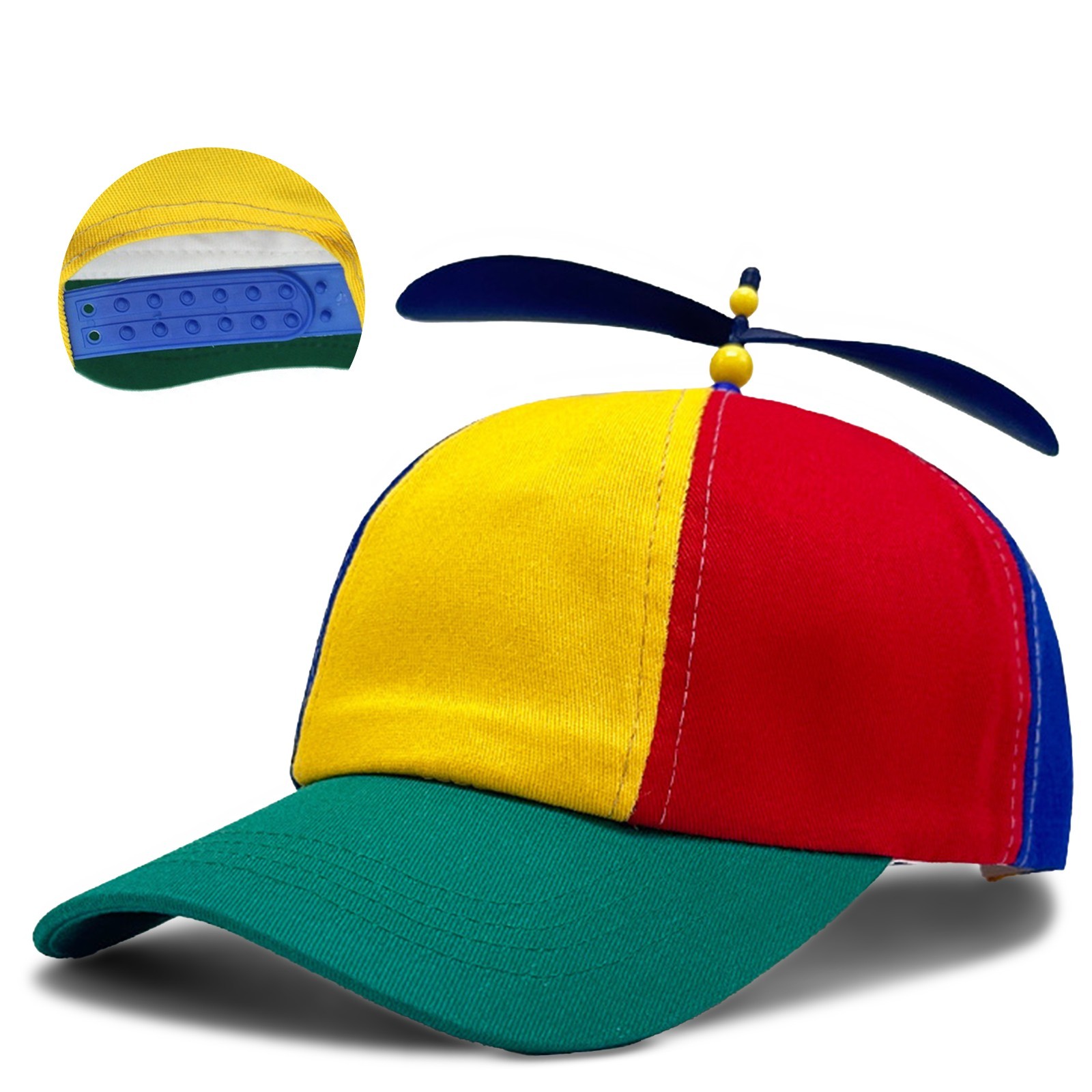 Adult Unisex Rainbow Spinning Helicopter Hat Fancy Dress Baseball Propeller Cap