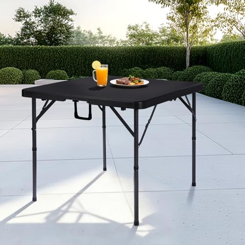34" Folding Card Table Square Foldable Table Plastic Portable with Black