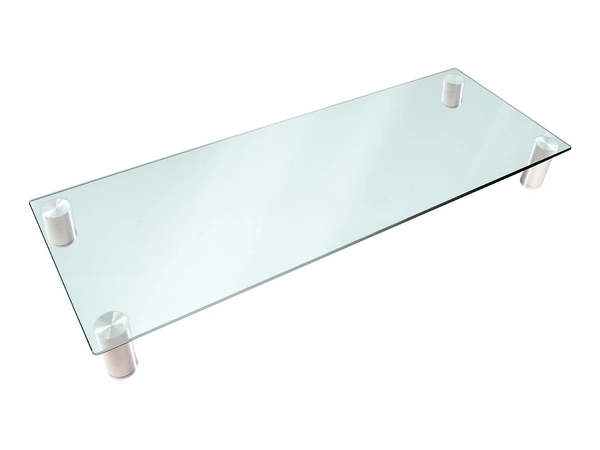 Monoprice Multimedia Desktop Monitor Stand - Clear Glass, Large 30.8 x 11 Inches