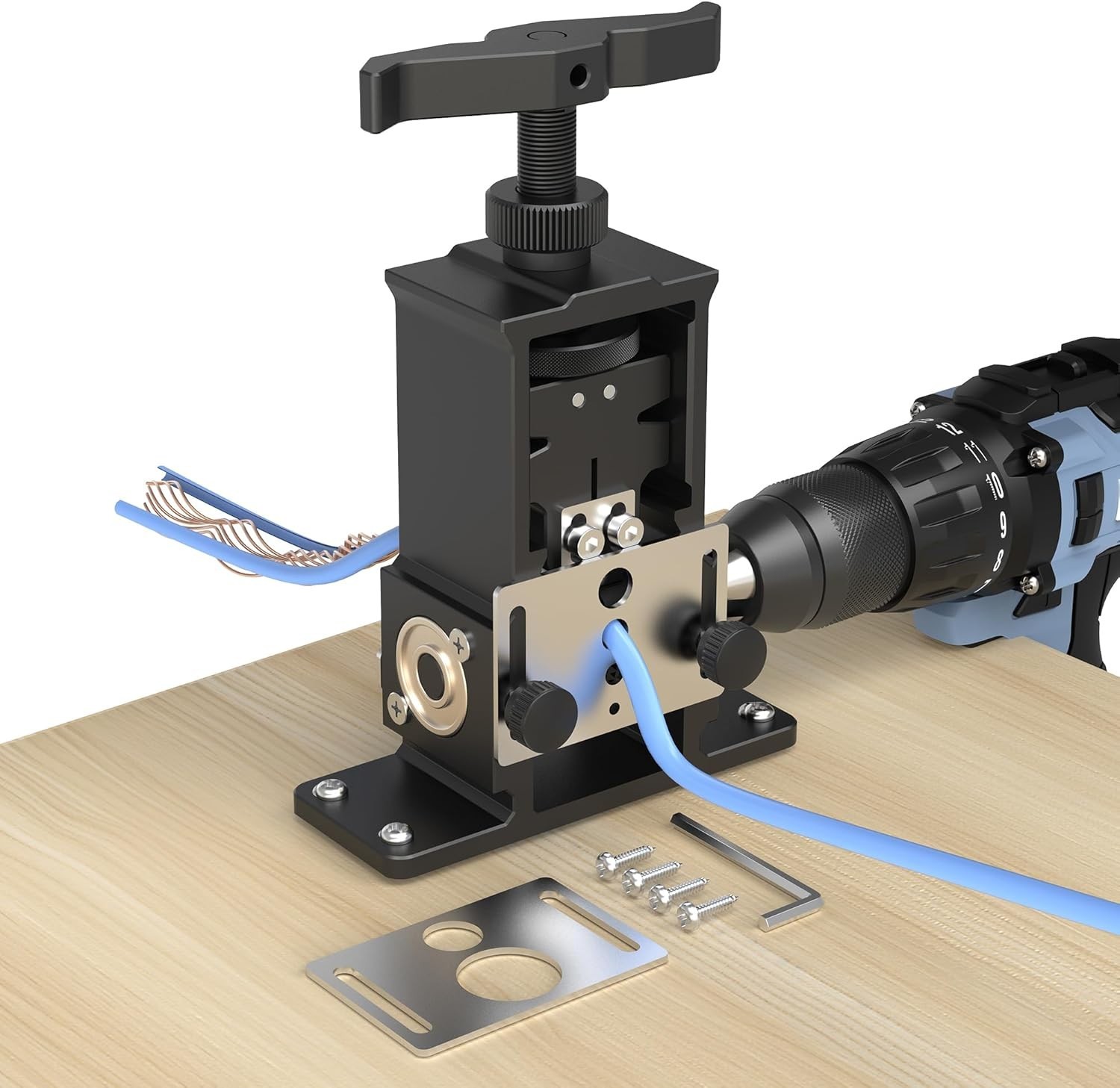 Adjustable Wire Stripper Machine, Upgraded – Drill-Powered Automatic Stripper