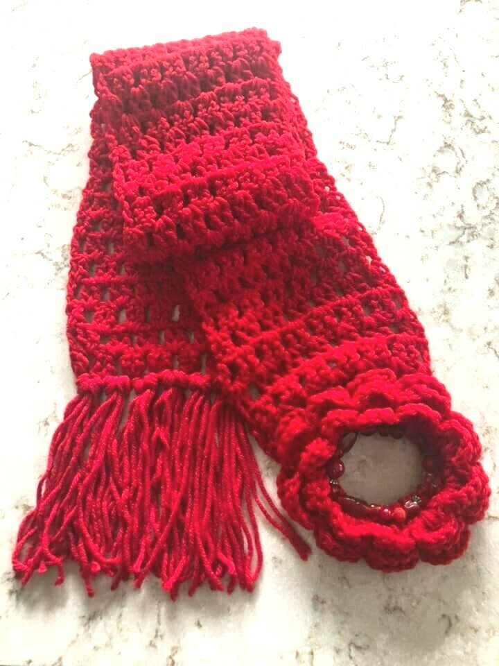 Fashionable Style Red Hand Made Scarf