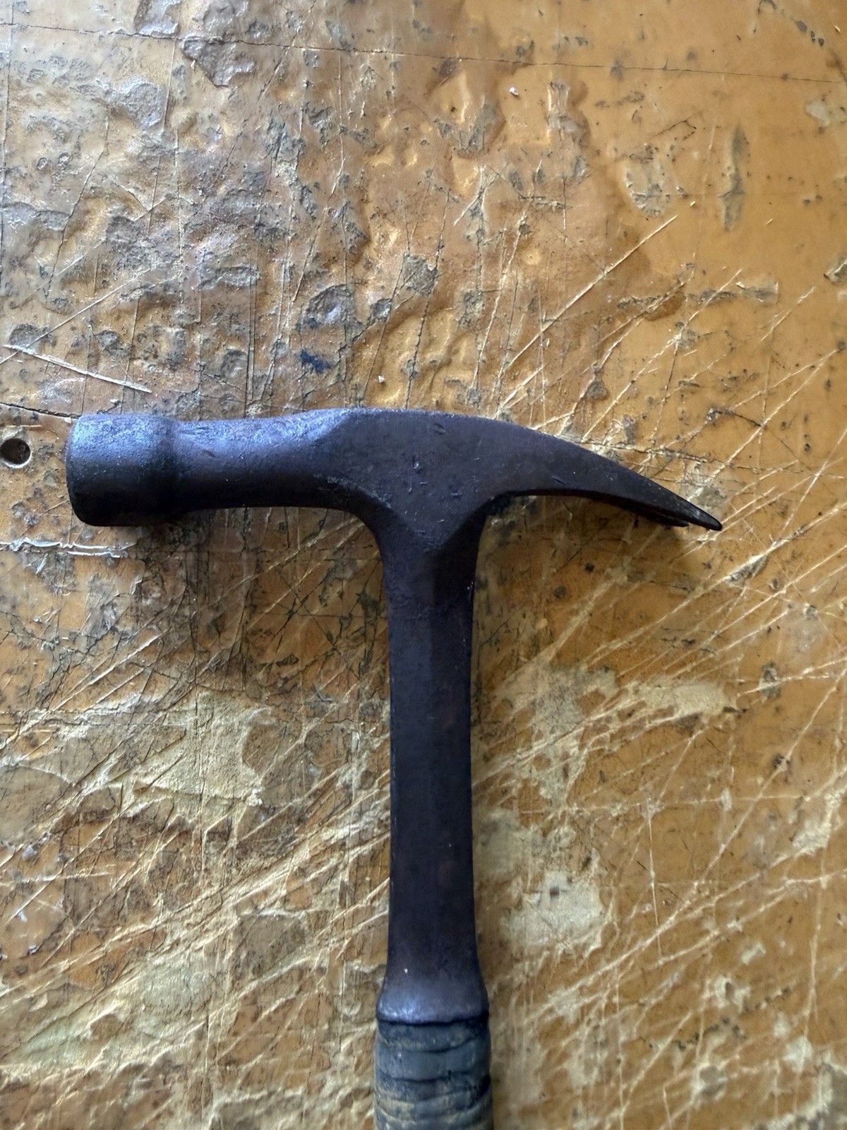 Very Rare Vintage Estwing Electrician’s Hammer Long Neck Stacked Leather Handle