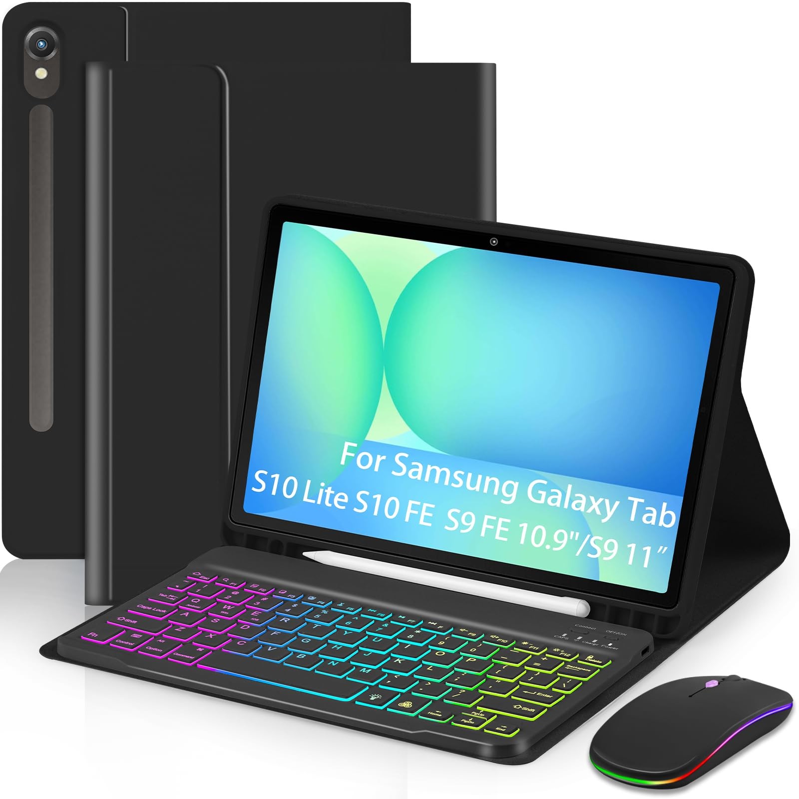 Case Keyboard for Samsung Galaxy Tab S10 Lite/S10 FE/S9 FE 5G 10.9"/S9 11",7 Col