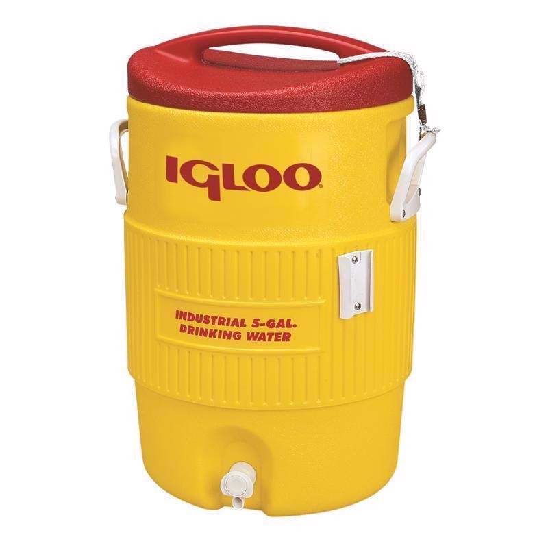 Igloo 11863 Industrial Yellow Body Water Cooler with Cup Dispenser 5 gal. - Open