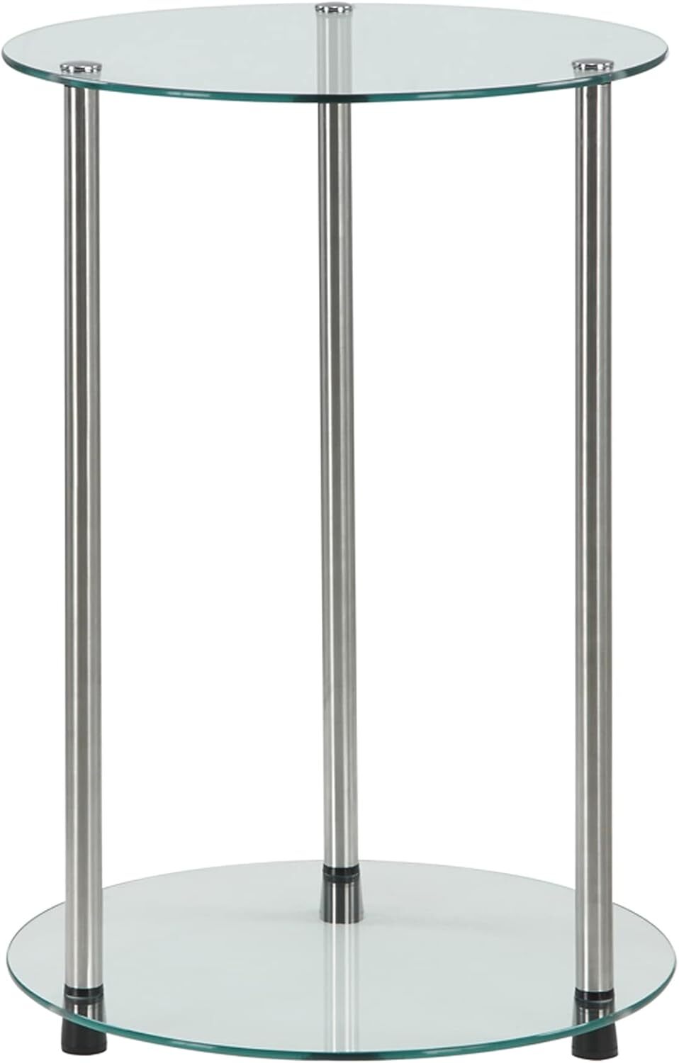 Classic Glass 2-Tier Round Table, 15.75(L) x 15.75(W) x 24.41"(H)