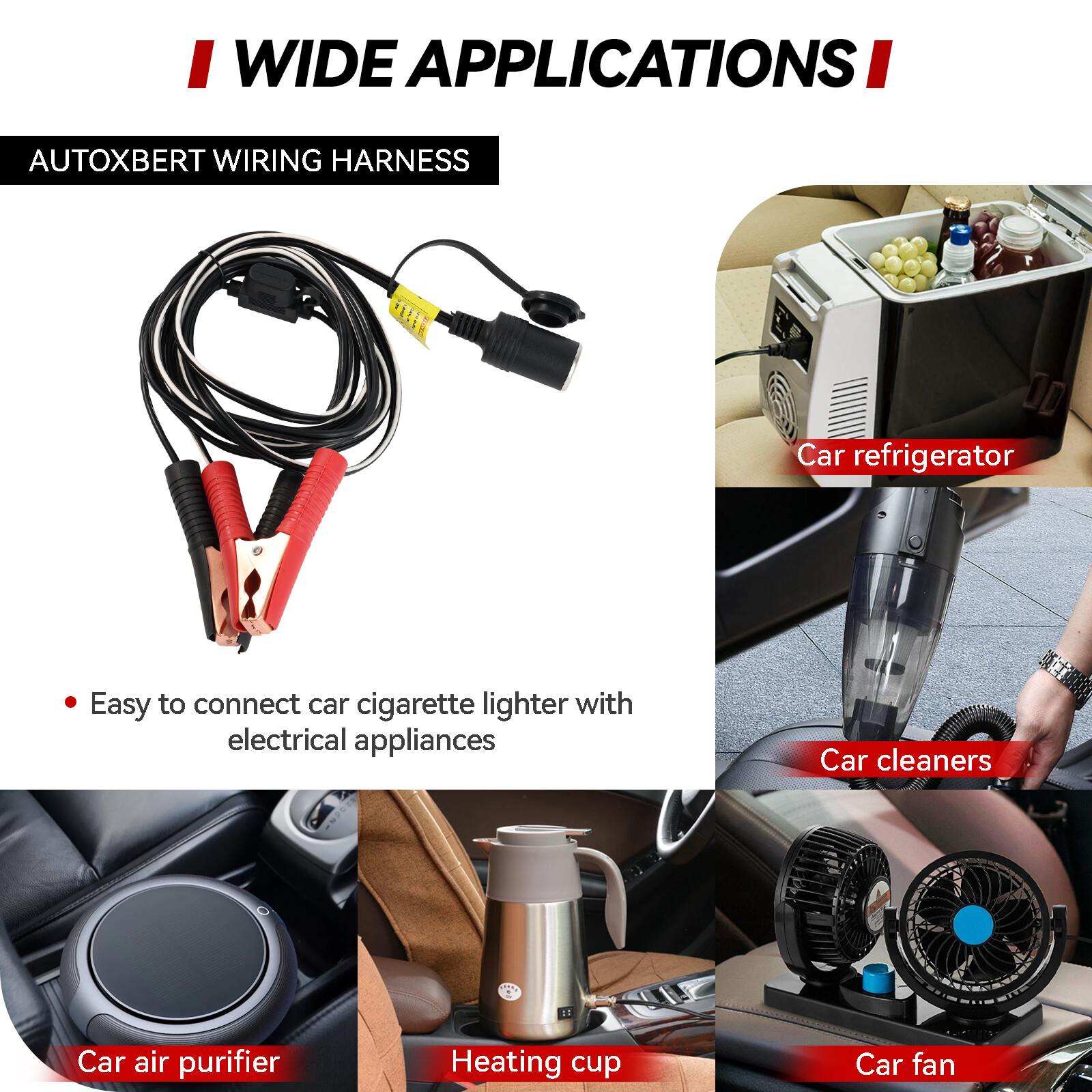 Car Battery Alligator Clamp Cable Clip Cigarette Lighter Adapter Socket 12V USA