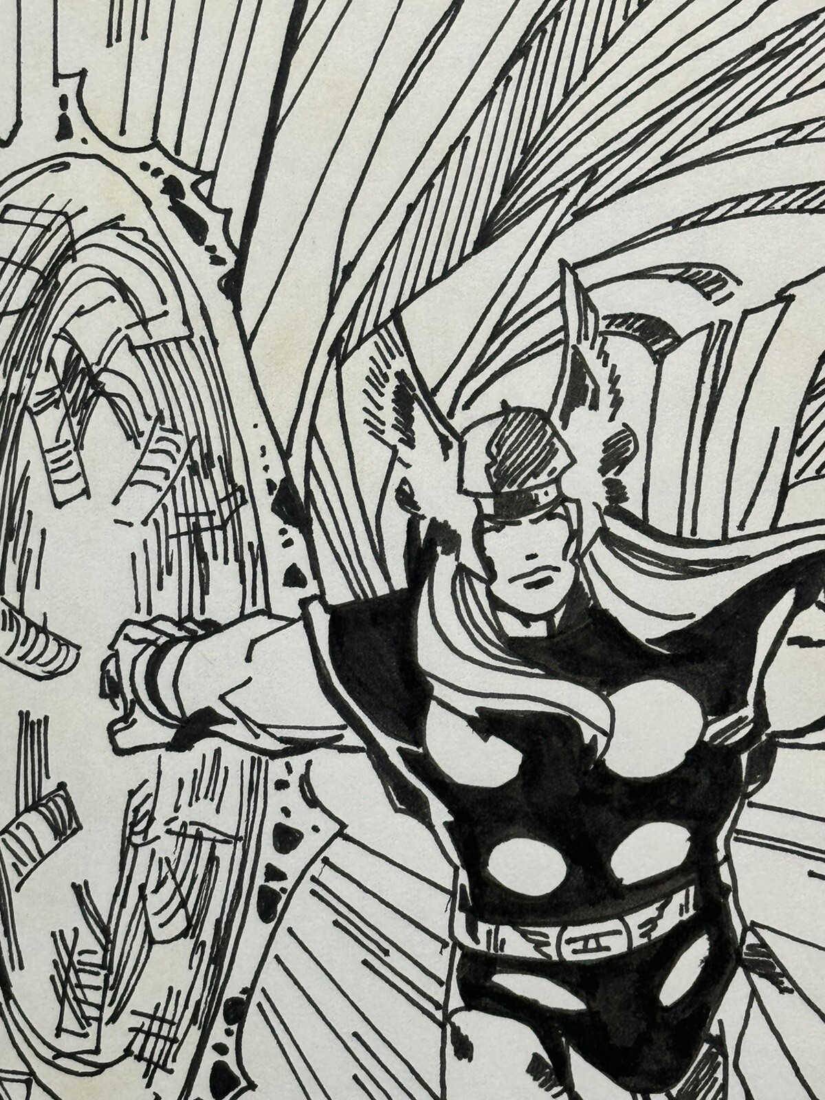 Walter Simonson (Handmade) Drawing On old Paper Signed & Stamped